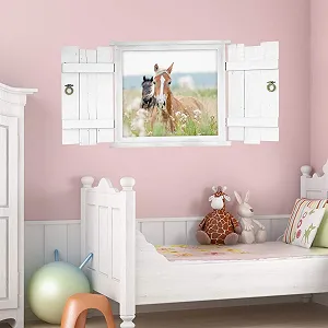 Настінна наклейка nikima 132 Horse in Window Біла 750 x 380 мм synthetic.ua - Фото 1