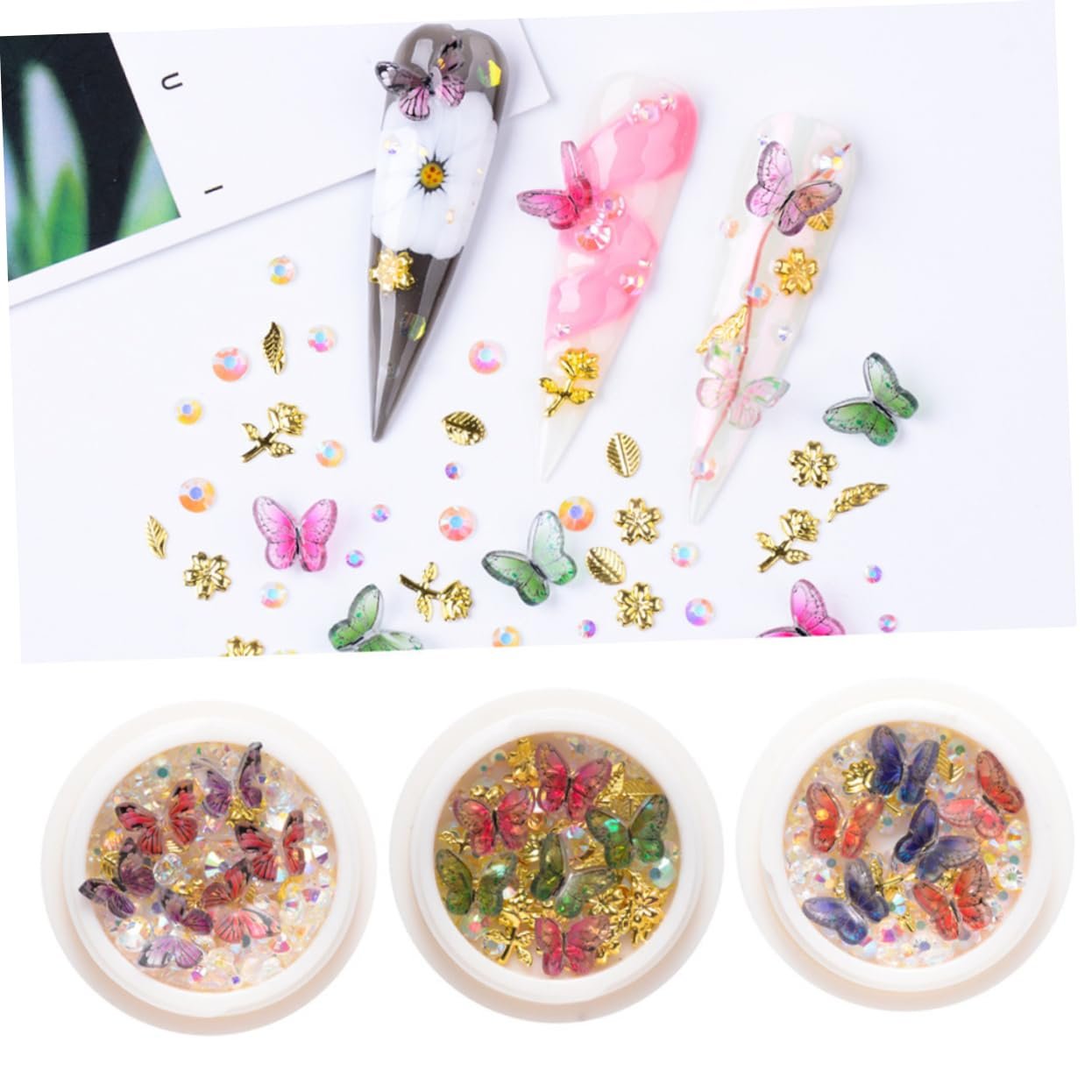 Набір WOONEKY 6 шт. Блискітки Наклейки для нігтів Манікюрні прикраси Аксесуари, фото №3