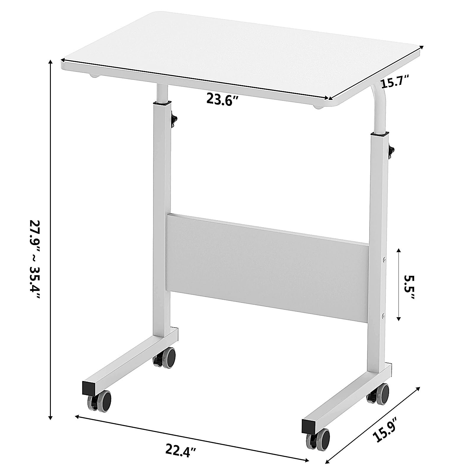 Столик для ноутбука SogesHome Регулируемый по высоте компьютерный столик на колесиках для кровати дивана больницы уход чтение еда, фото №2