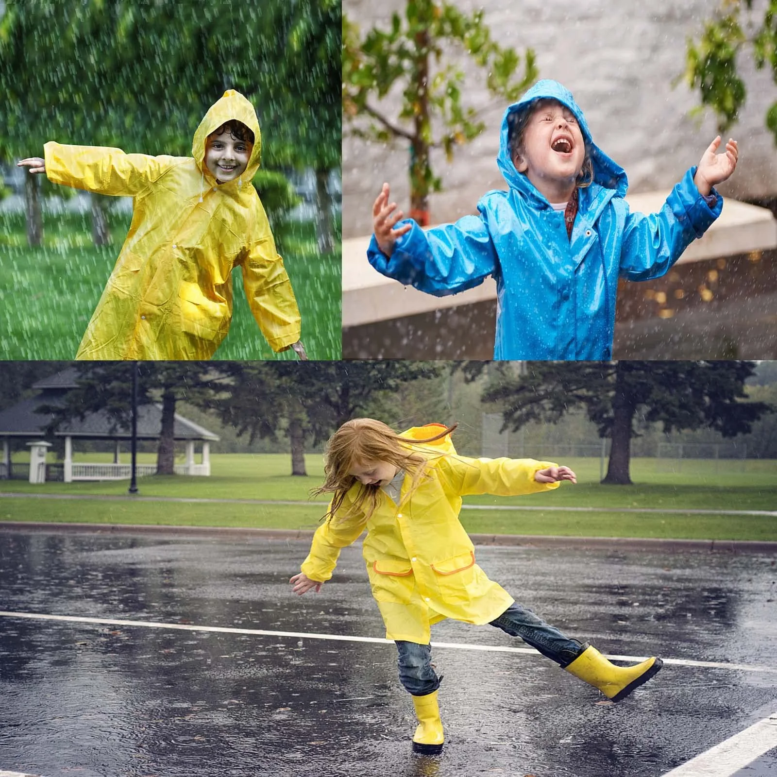 Детский дождевик YIPUETERNITY, водонепроницаемый пончо, прозрачный, фото №5