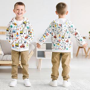 Толстовка с капюшоном Hoseay для мальчиков и девочек, на молнии, с длинными рукавами, хлопковая куртка, свитшот с единорогом и трактором, с молнией и карманами для детей, осень-зима, размер 98-128 synthetic.ua - Фото 1