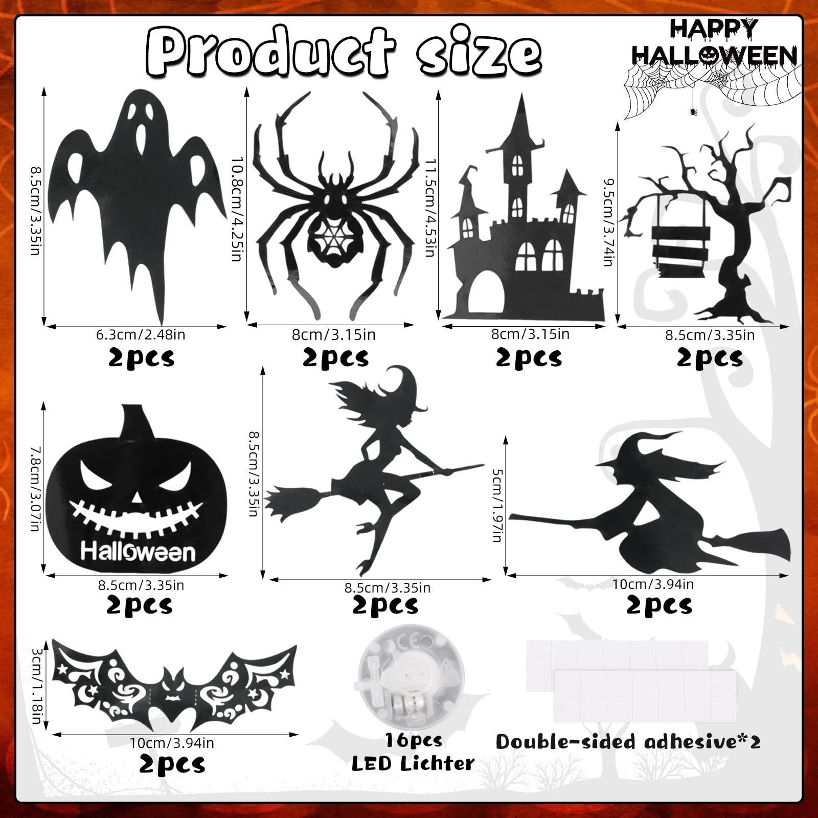 Наклейки на стіну 3D LED Bat Decoration 16 шт. Фіолетові Хелловін Декор для вулиці та дому, фото №2