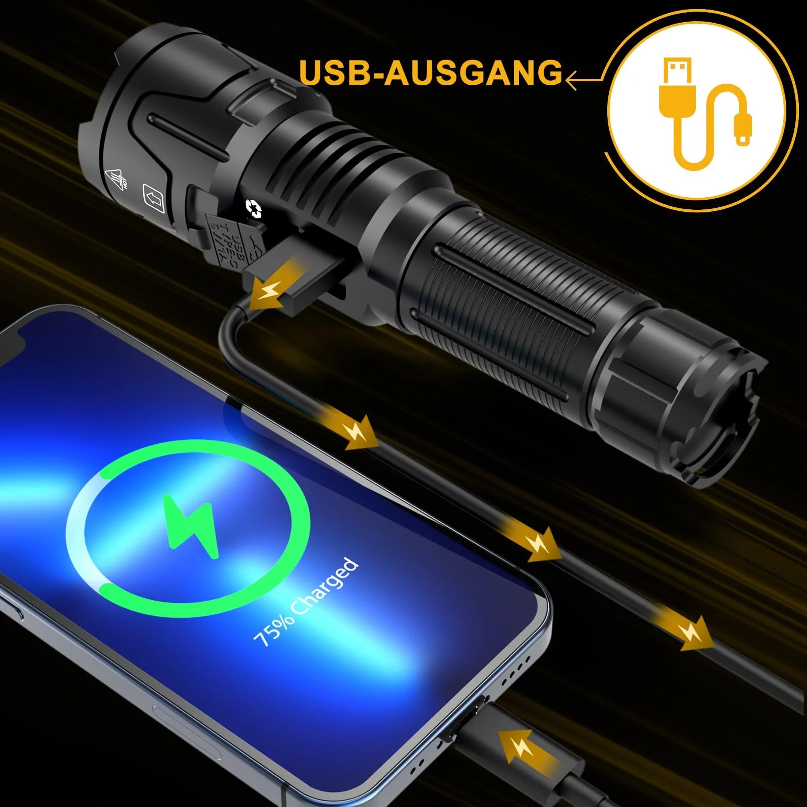 Перезаряджуваний LED ліхтар 500 000 люмен, фото №6