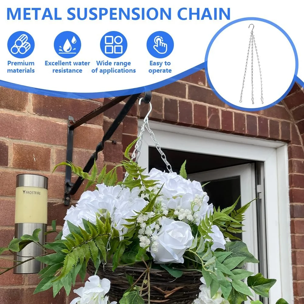 Ланцюжки для підвісних кошиків 4 шт. Метал 3-точкові 40 см Чорний, фото №2