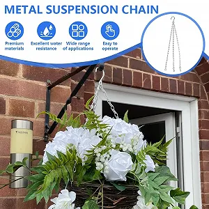 Ланцюжки для підвісних кошиків 4 шт. Метал 3-точкові 40 см Чорний synthetic.ua - Фото 1