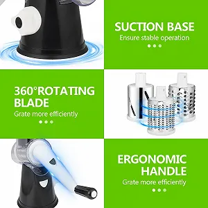 Ручна терка Diealles Shine, з ручкою, для овочів, з 3 змінними барабанними лезами з нержавіючої сталі synthetic.ua - Фото 1