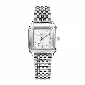 Жіночий годинник BURKER Macy Квадратний Аналоговий Кварцовий 26 мм Срібний Білий - Фото 1