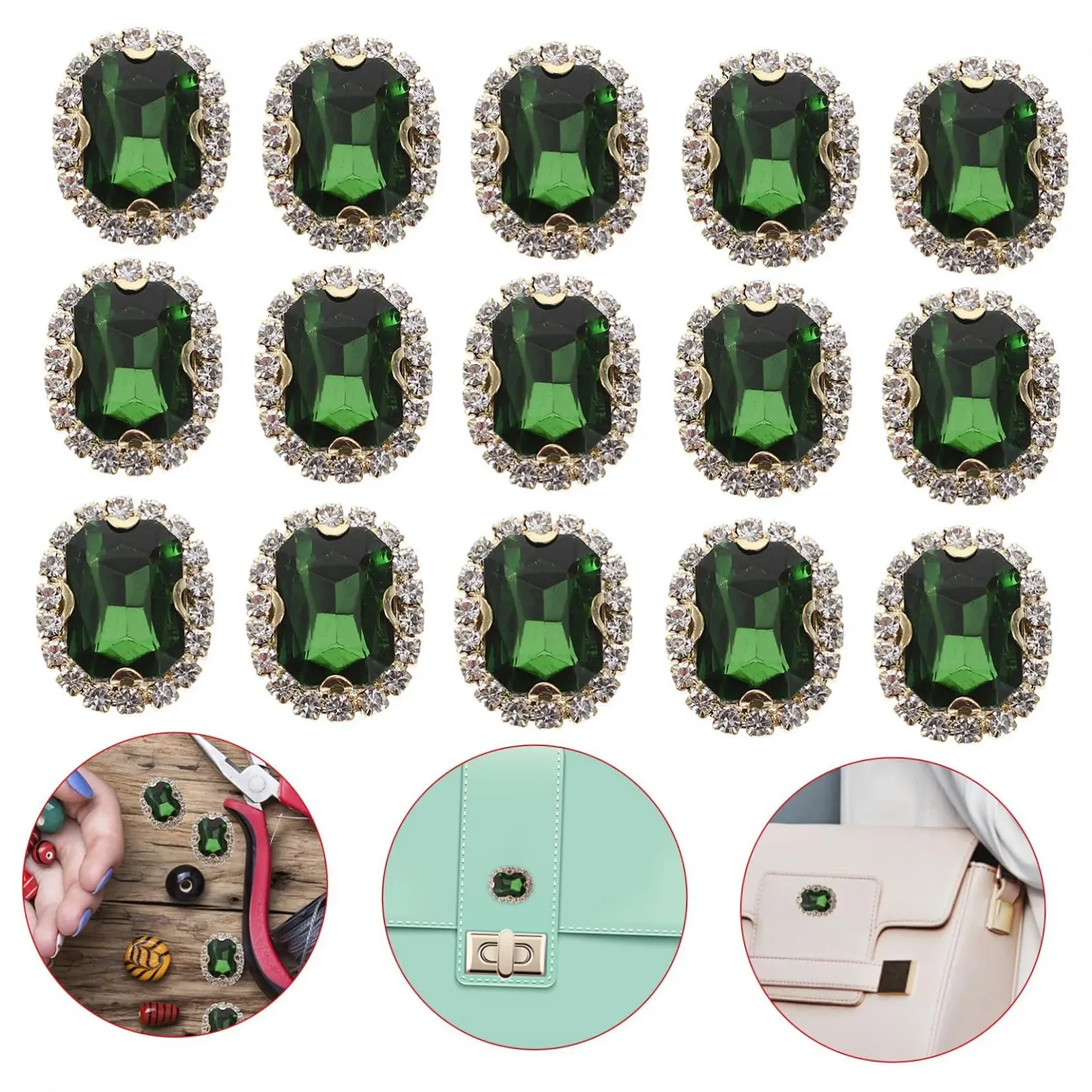 Набір страз зі скла 20 шт. для суконь, вишукані маленькі стрази, декор для одягу, мідні стрази для шиття, чохол для мобільного телефону, вироби, фото №2