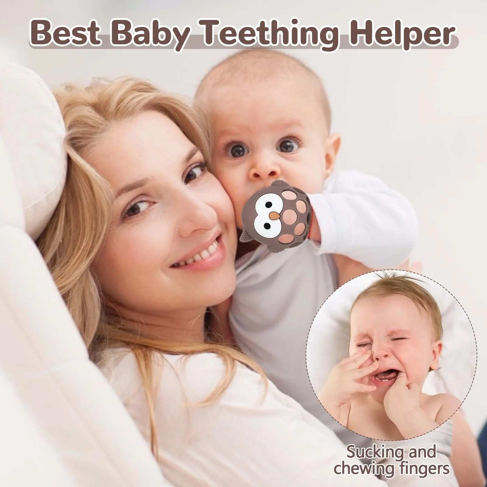 Прорізувач для зубів Zikenis Іграшка для малюків М'яч для хапання Коричневий, фото №6 Прорізувач для зубів Zikenis Іграшка для малюків М'яч для хапання Коричневий, фото №6