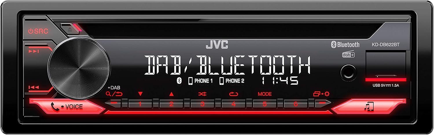 Автомагнітола JVC KD-DB622BT / Bluetooth / AUX / USB / CD / DAB+ / 1DIN, фото №2