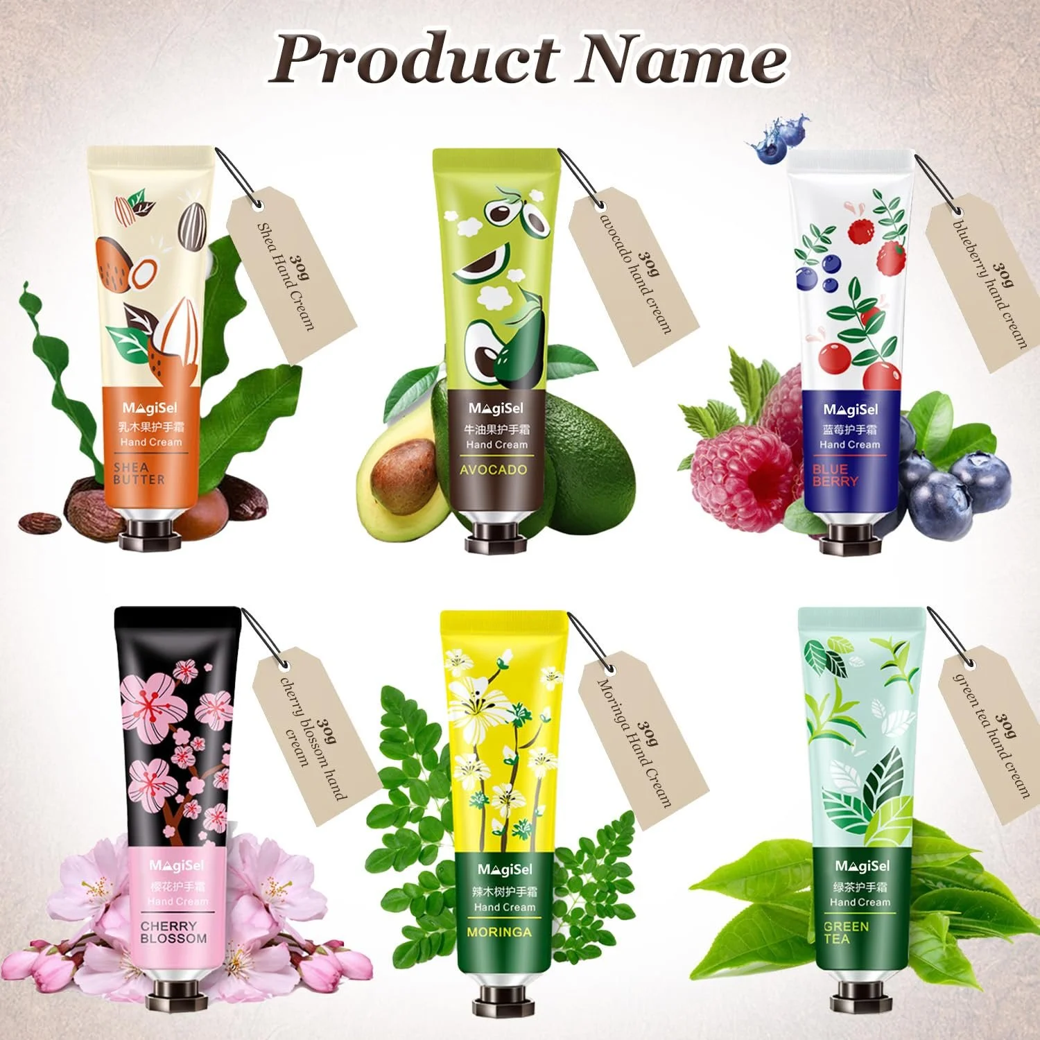 Набор кремов для рук, 6 шт мини-кремов для рук, подарочный набор, крем для рук для очень сухой потрескавшейся кожи рук женщин и мужчин, подарочный набор на День Святого Валентина, День матери, фото №2