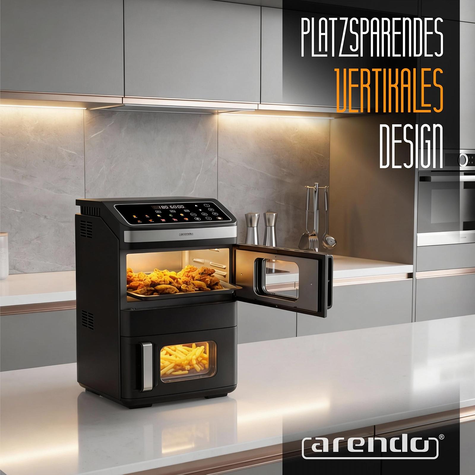 Мультипіч Arendo XXL Dual Zone 17 L 2800 W 2 камери Сенсорна панель Оглядове вікно Система 3D конвекції, фото №7 Мультипіч Arendo XXL Dual Zone 17 L 2800 W 2 камери Сенсорна панель Оглядове вікно Система 3D конвекції, фото №7