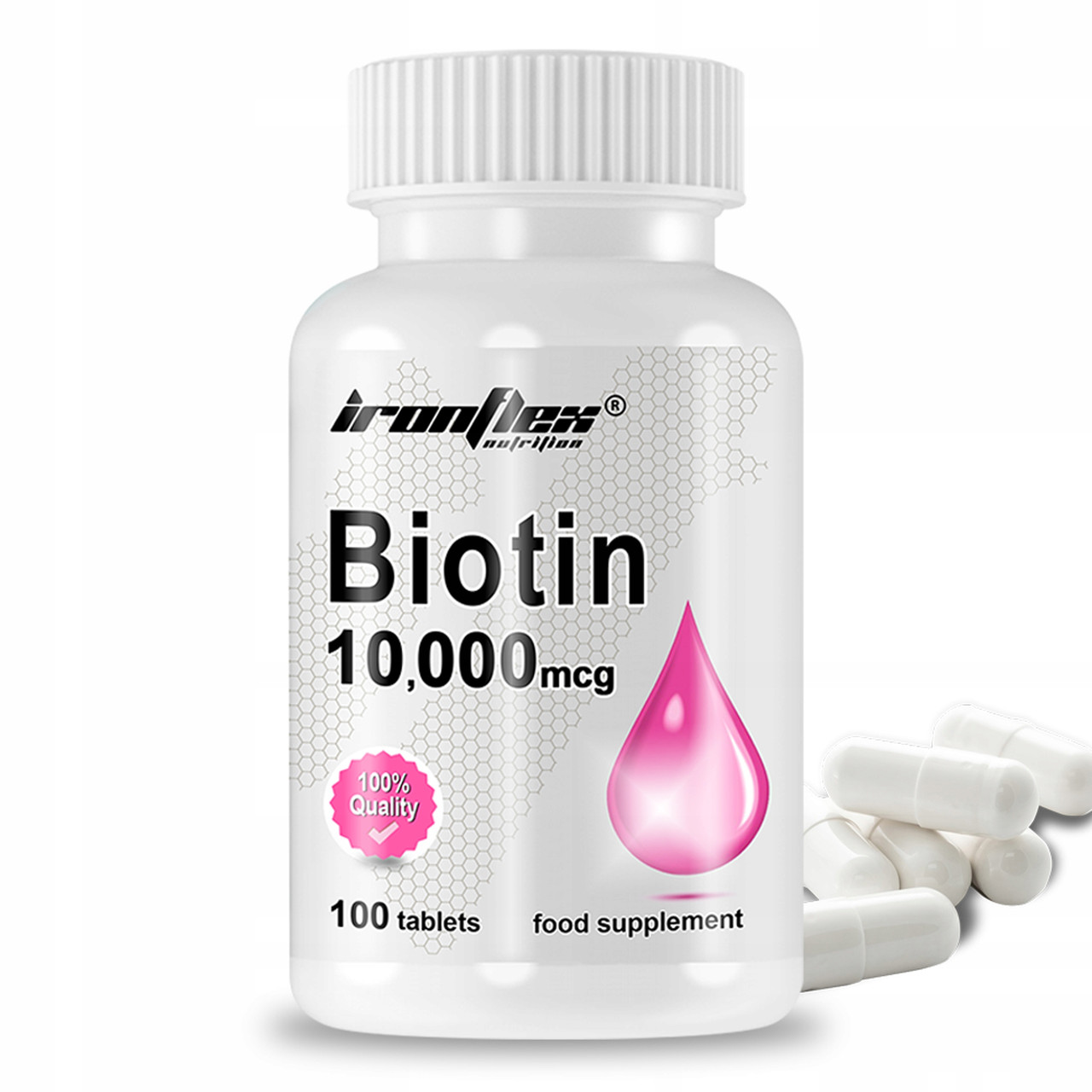 Биотин IronFlex Biotin 10 000 mcg 100 tabs, фото №1