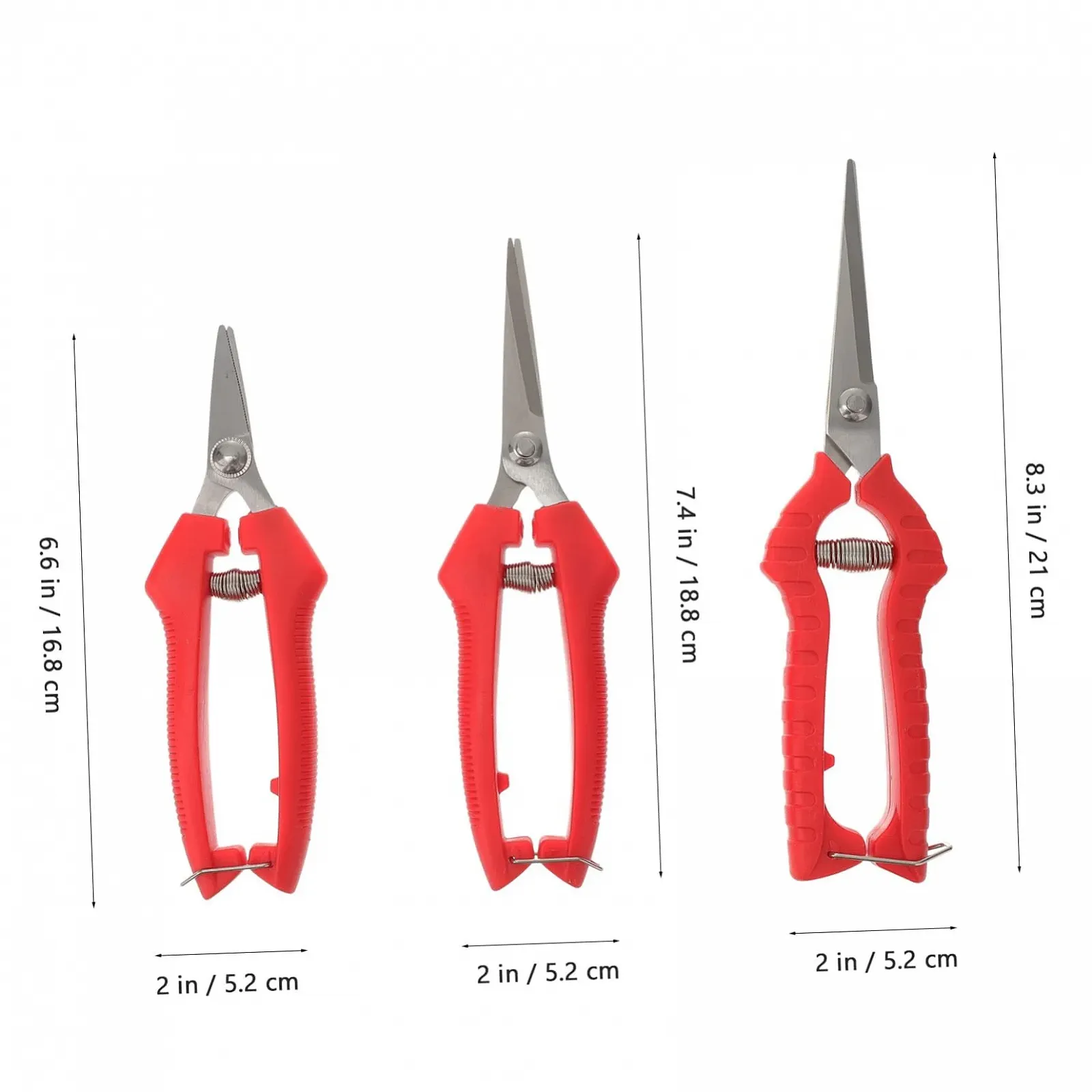 Набір садових секаторів Happyyami 3 шт. нержавіюча сталь Red, фото №4