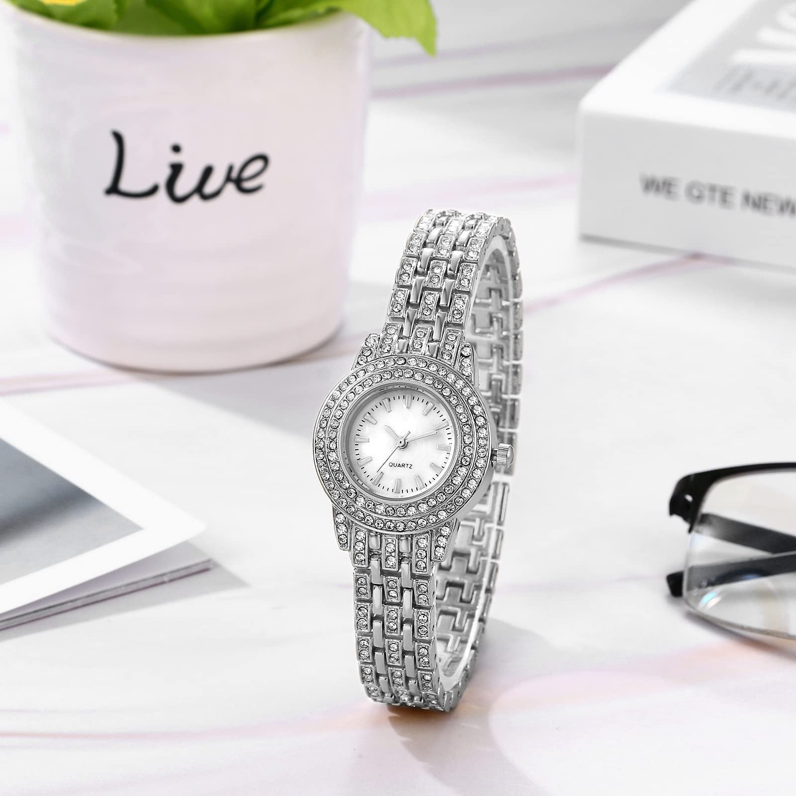 Часы женские JewelryWe Кварцевые Аналоговые Золотой/Серебряный, фото №3