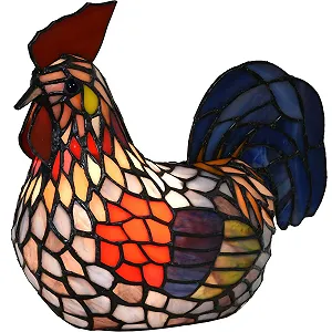 Настільна лампа Bieye L30834 Rooster Tiffany Style Stained Glass Multi-color - Фото 1
