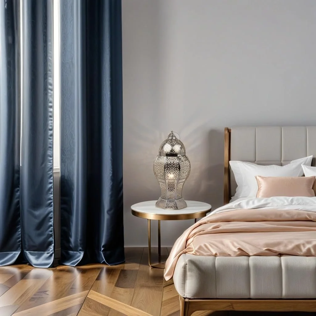 Набір із 2 настільних ламп Marrakech Jaleel 40 см Металеві E27 Сріблясті, фото №7