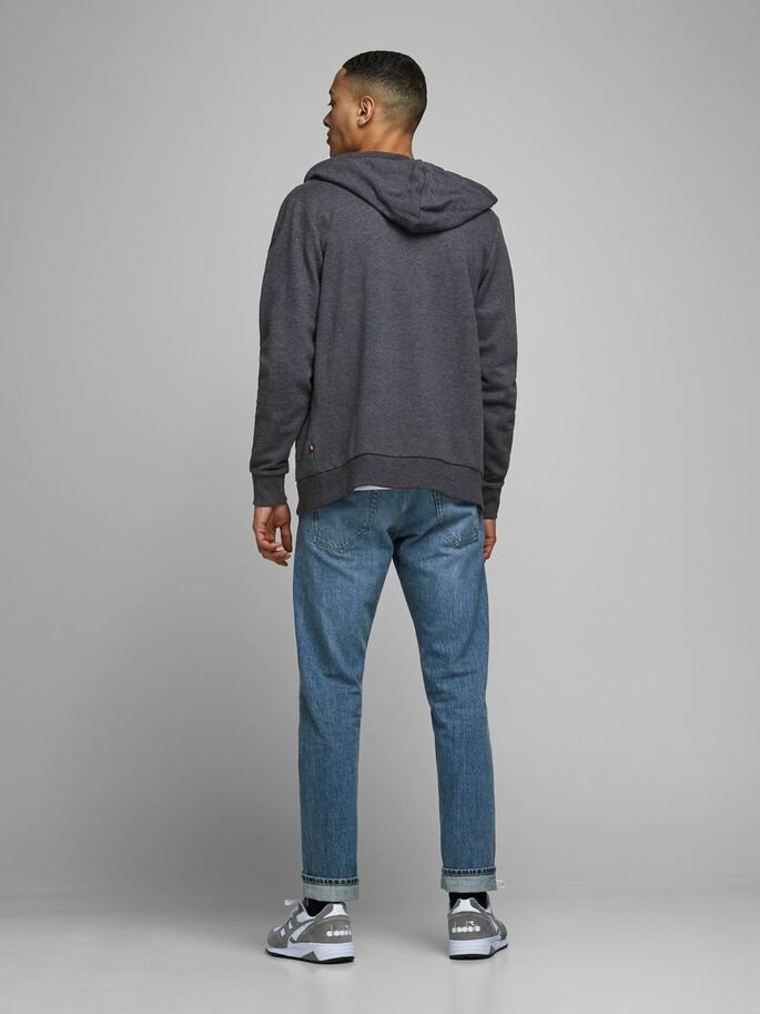 Світшот JJEHOLMEN SWEAT ZIP HOOD NOOS 12136884-Dark Grey Melange-Fit:REG FIT Jack&Jones Темно-сірий M, фото №2