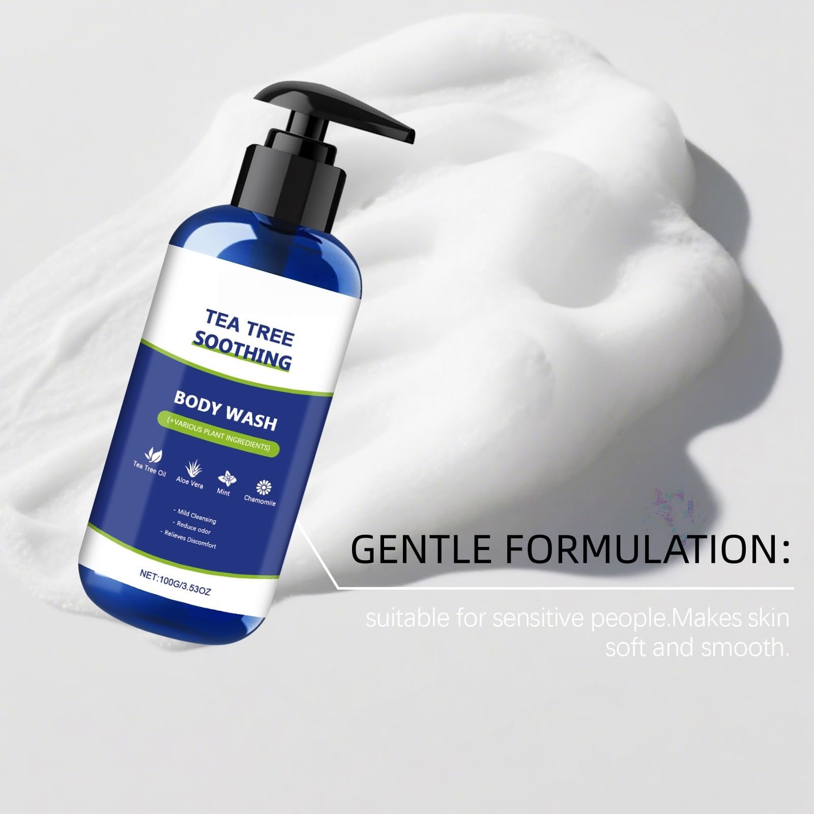 Гель для душу Tea Tree Mint Зволожувальний Освіжальний для тіла та ніг для чоловіків та жінок 3 шт., фото №7