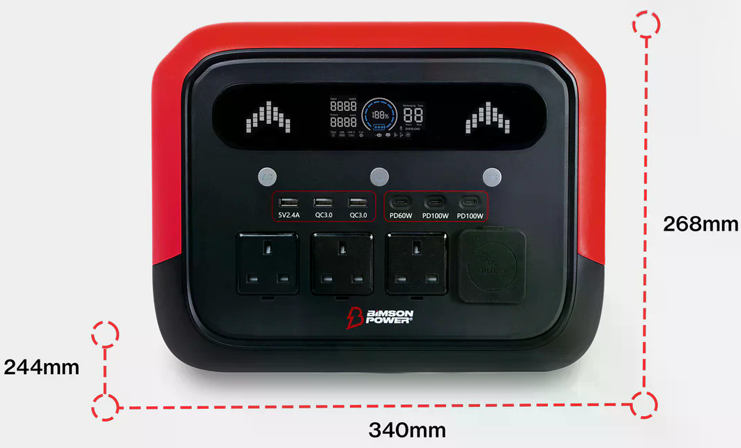 Зарядна станція Bimson Power BP1200PPS 2400 Вт / 1200 Вт / 1024 Вт*год / LiFePO4 / Швидка зарядка, фото №4