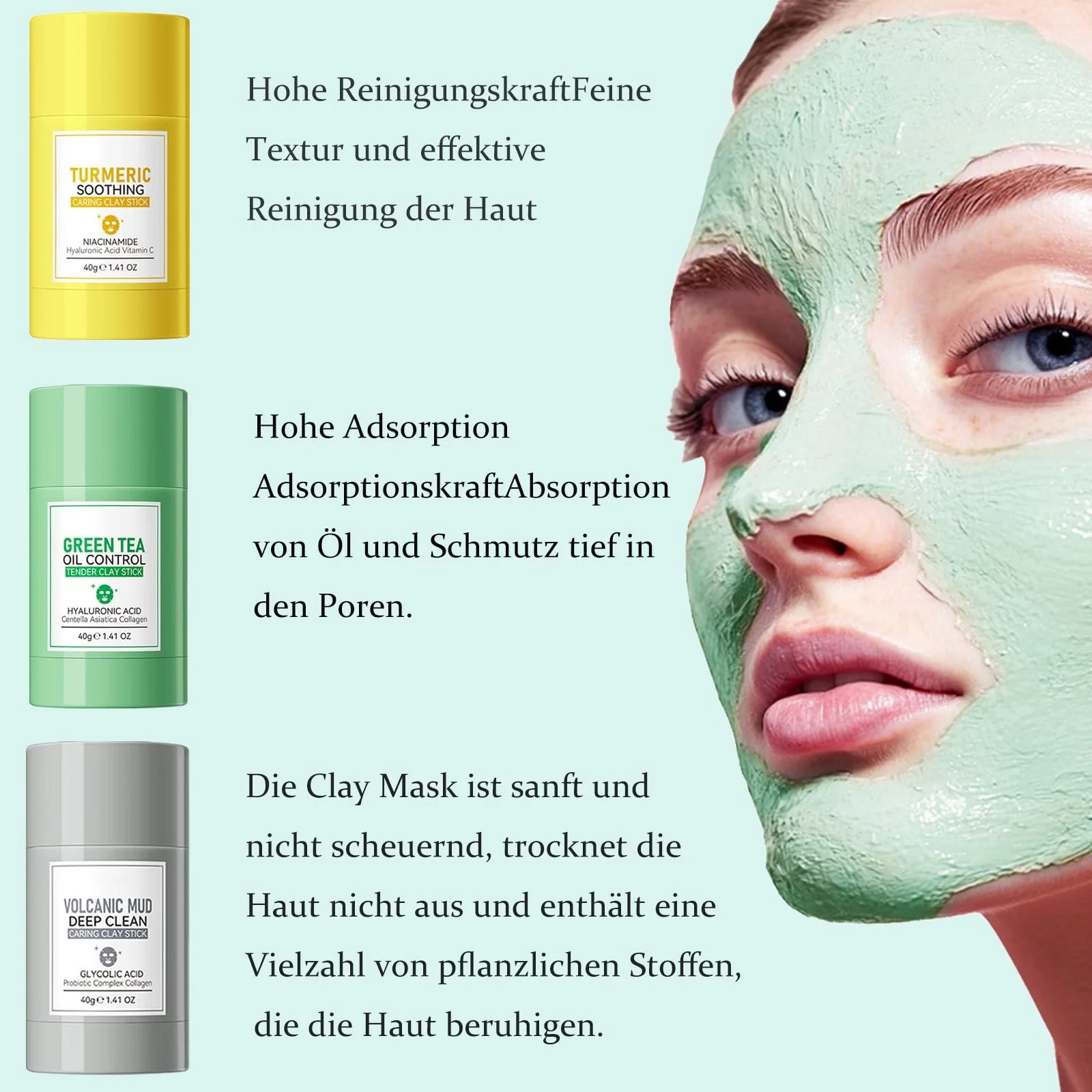 Маска Глиняна Soleneva Набір 3 шт. Зелений чай, Куркума, Грязь, фото №3 Маска Глиняна Soleneva Набір 3 шт. Зелений чай, Куркума, Грязь, фото №3