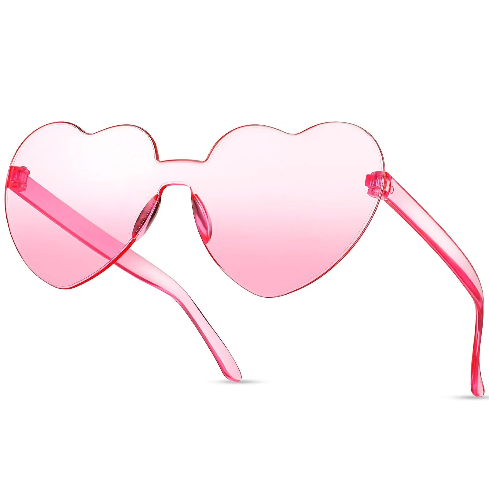 Сонцезахисні окуляри у формі серця Без оправи Прозорі Кольорові Рожевий, L, фото №1