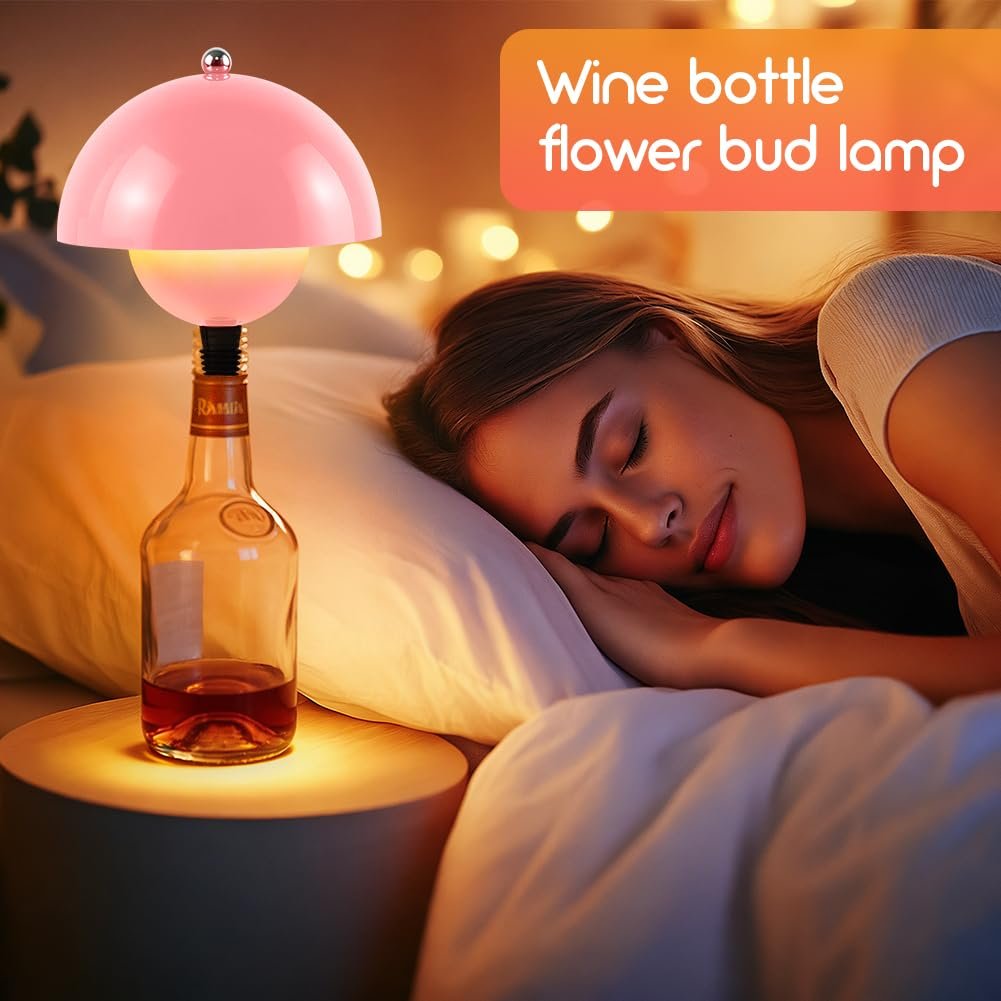 Лампа-насадка на пляшку CEWROM акумуляторна LED USB Рожева, фото №5