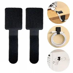 Тримач-стяжка для проводів липучка органайзер кабелю багаторазовий 5 шт Білий synthetic.ua - Фото 1