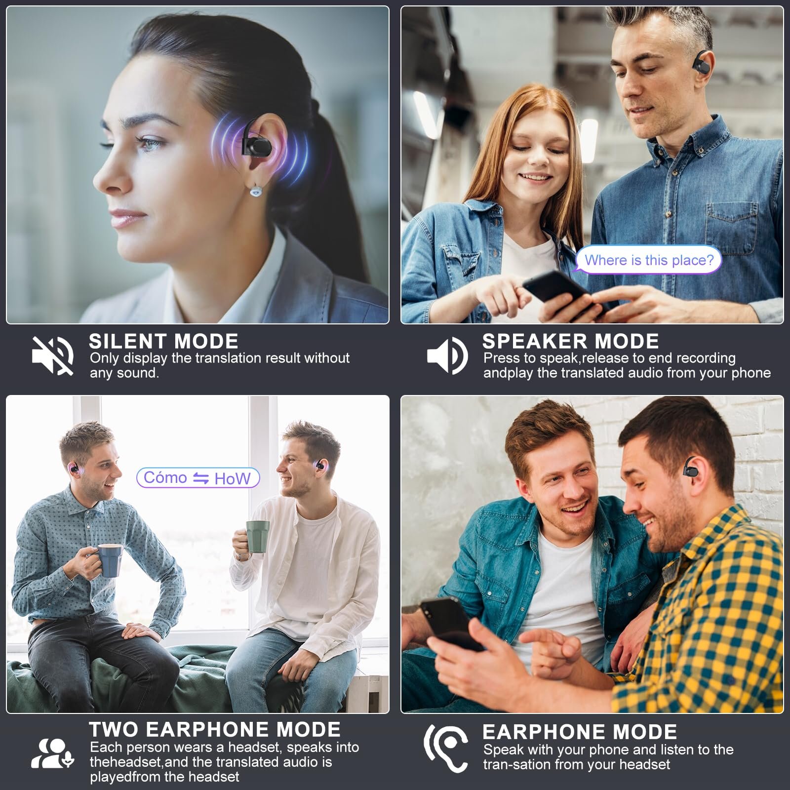 Навушники для перекладу M62, двосторонній голосовий переклад 140 мовами, фото №6