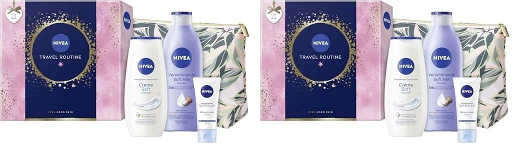 Набір подарунковий NIVEA Travel Routine з гелем для душу, лосьйоном для тіла, кремом для обличчя та косметичкою (2 шт.), фото №1