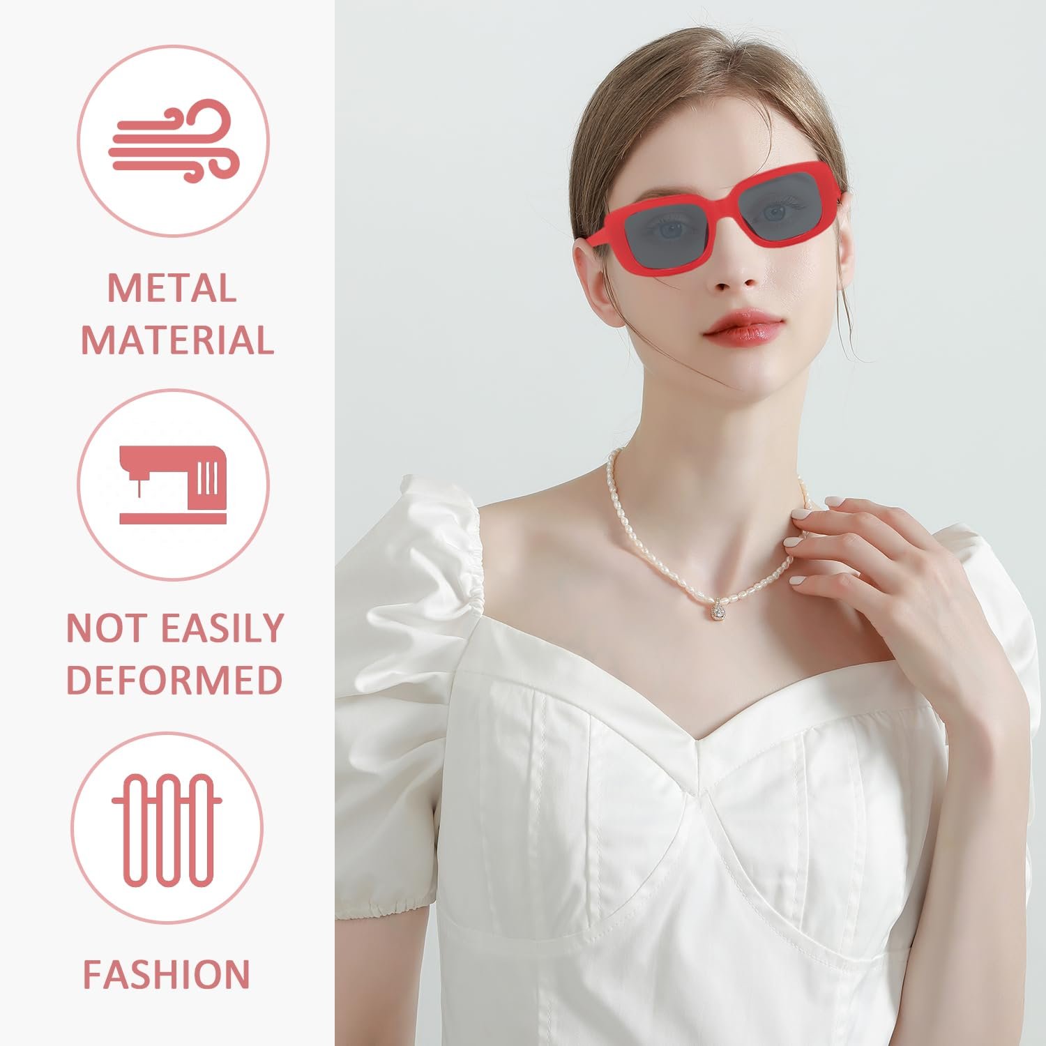 Очки HDGSAFD Винтаж Прямоугольные Аксессуары для одежды красный, фото №6