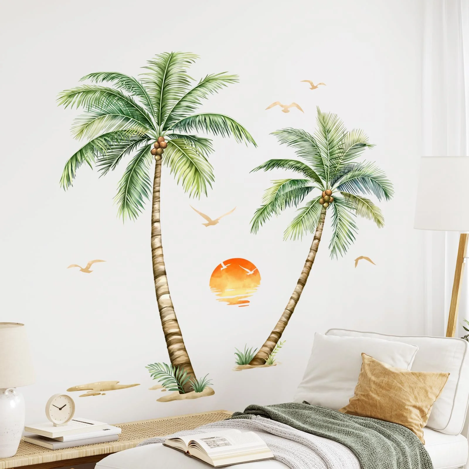 Наклейка на стіну Tanlaby Пальма велика XXL тропічні рослини пляж Green, фото №5