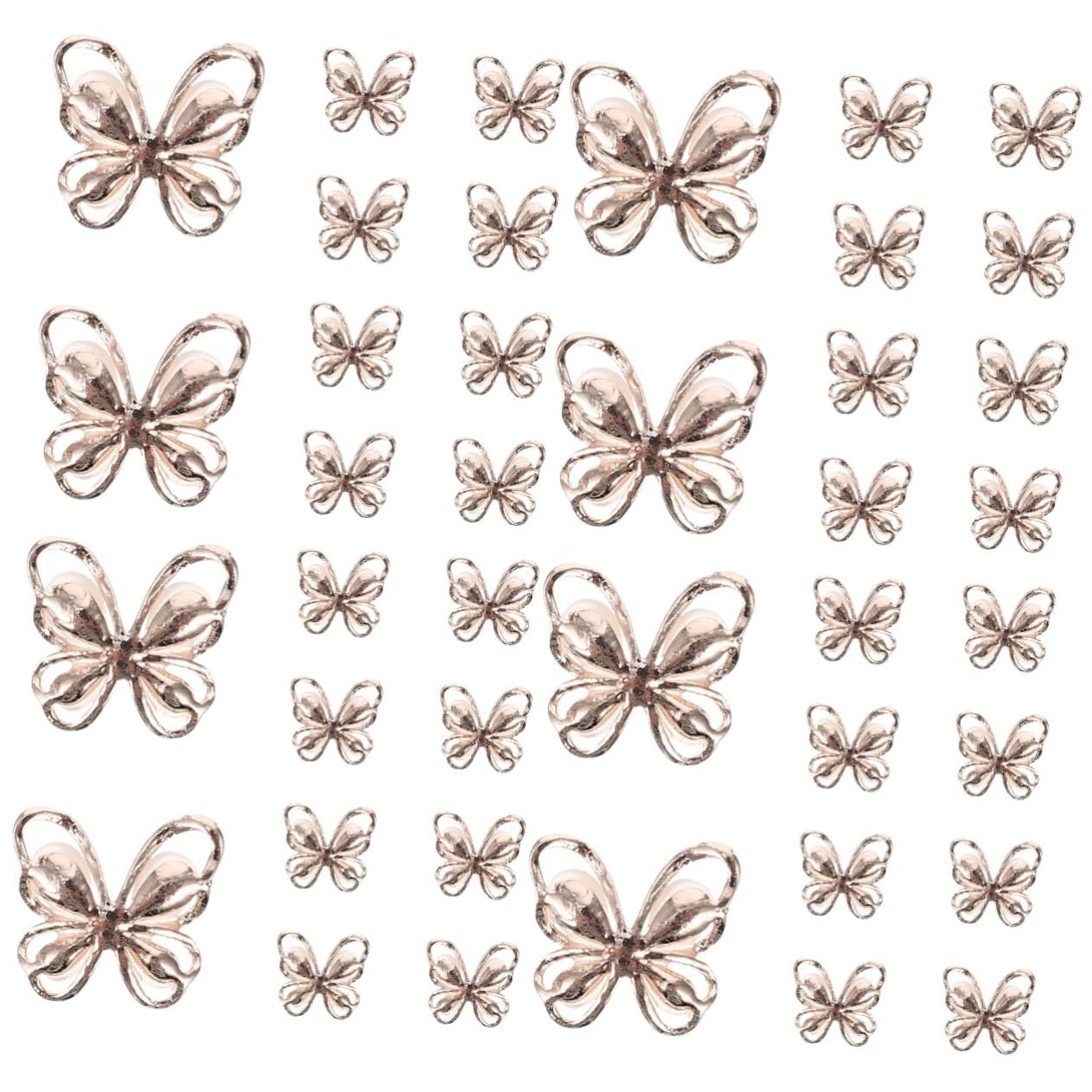 Наклейки для нігтів Метелики з Rhinestones, 40 шт, Rose Gold Cat Eyes, фото №1