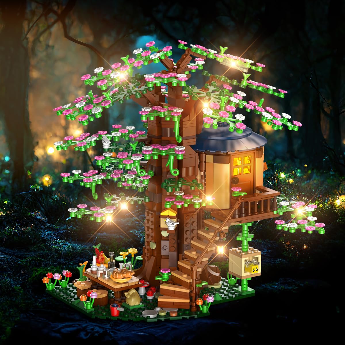Конструктор INSOON 4 в 1 Flower Tree House з LED підсвіткою, 1157 елементів, фото №2