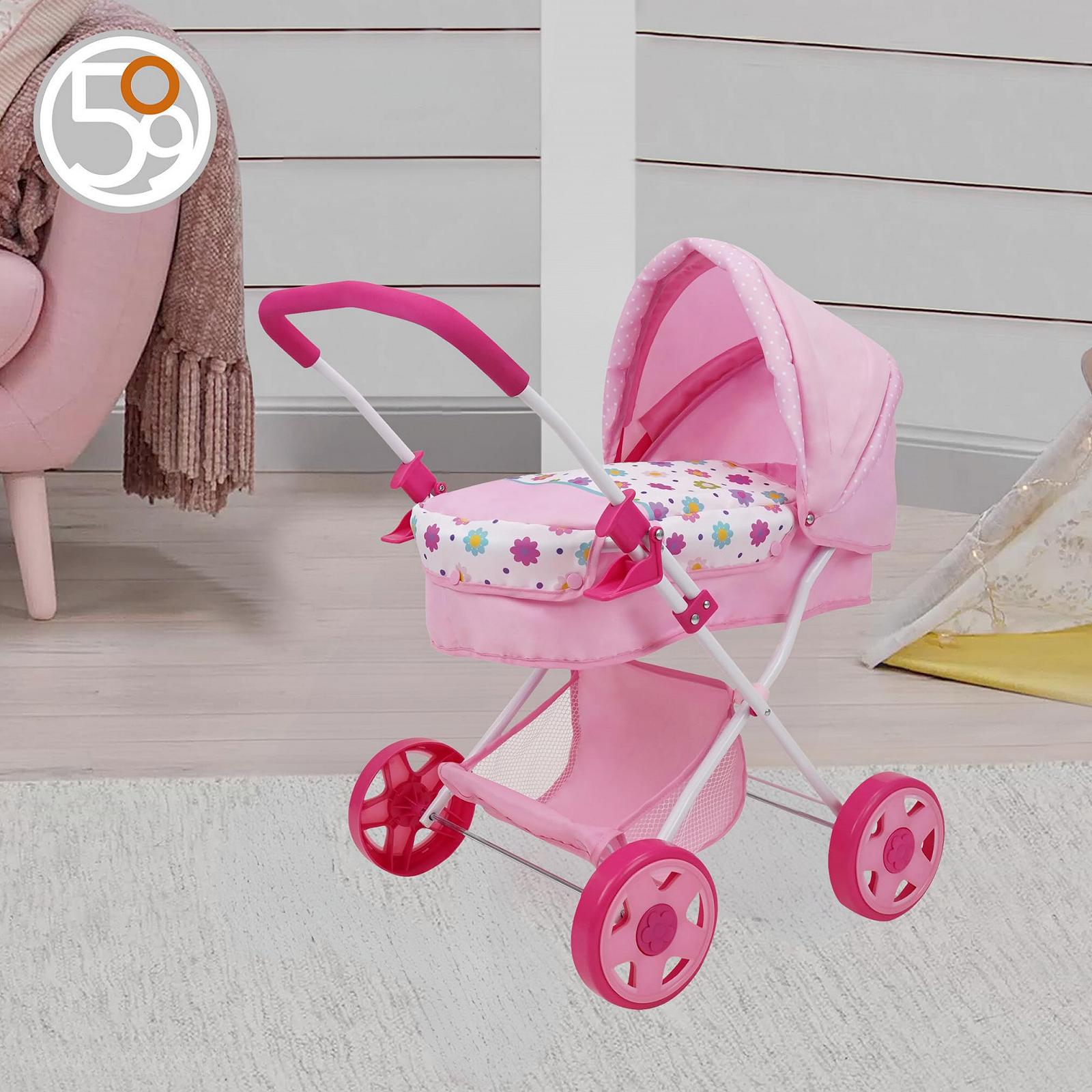 Коляска для кукол 509 Crew Daisy с большой складной навесом, корзиной для хранения & люлькой, игровая набор для детей 3+ (весенний розовый), фото №7 Коляска для кукол 509 Crew Daisy с большой складной навесом, корзиной для хранения & люлькой, игровая набор для детей 3+ (весенний розовый), фото №7