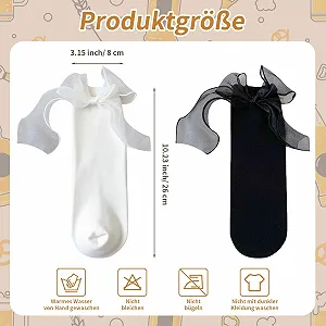 Жіночі шкарпетки з рюшами Geyoga (2 пари) білого та чорного кольорів synthetic.ua - Фото 1