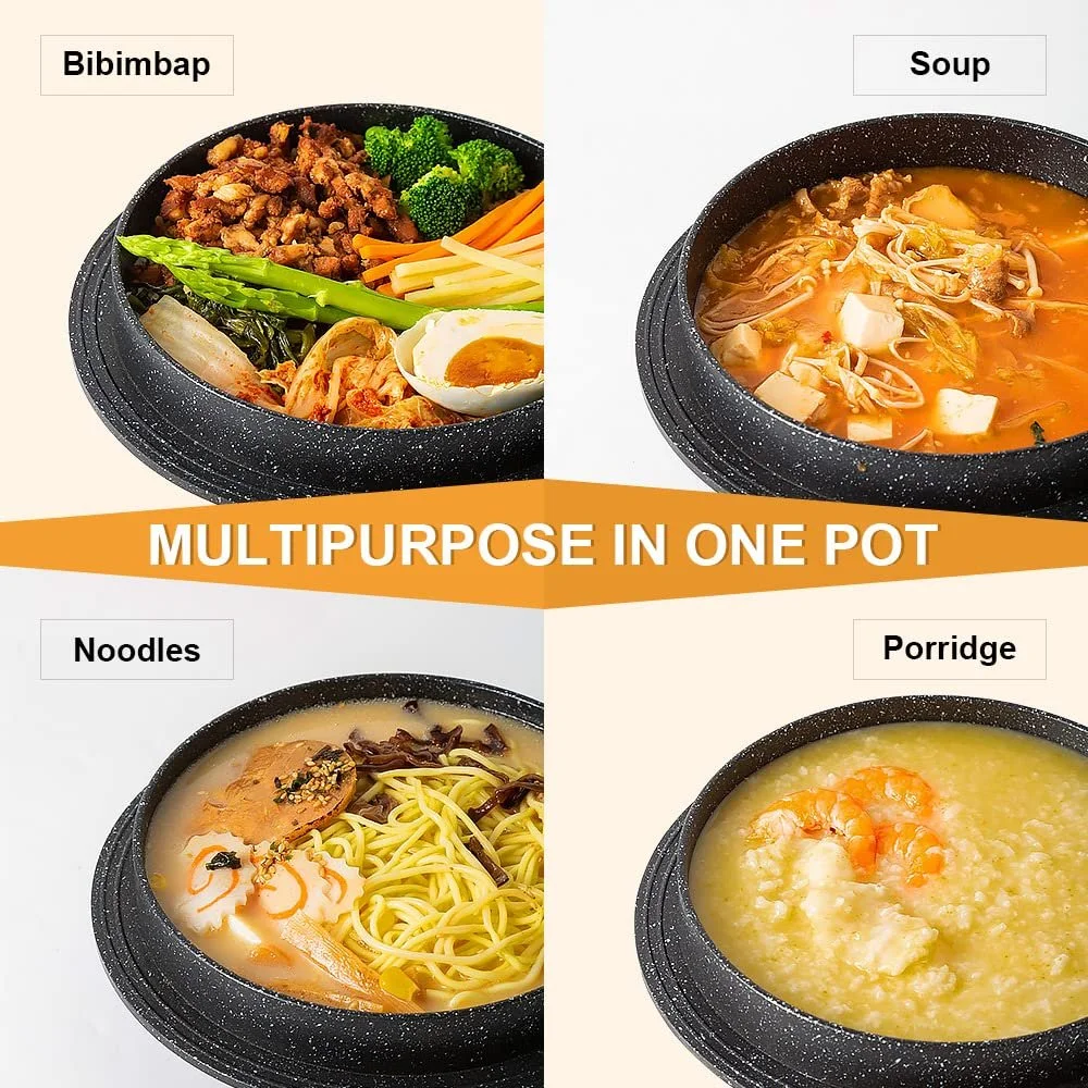 Каструля корейська 2.3 л 20 см з кришкою Чорна, фото №3