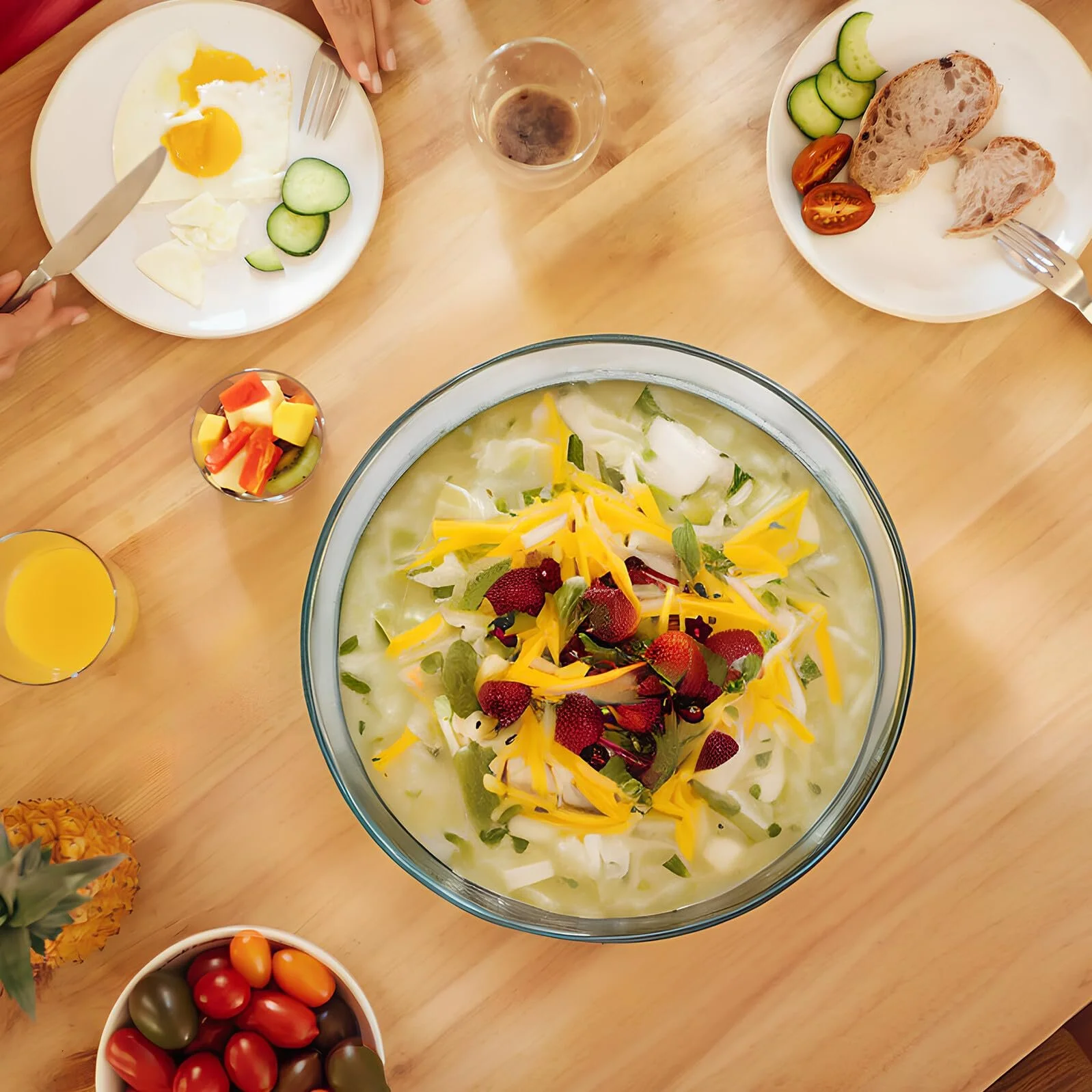 Форма для запекания TOYANDONA из высокого боросиликатного стекла круглая термостойкая с крышкой, фото №7