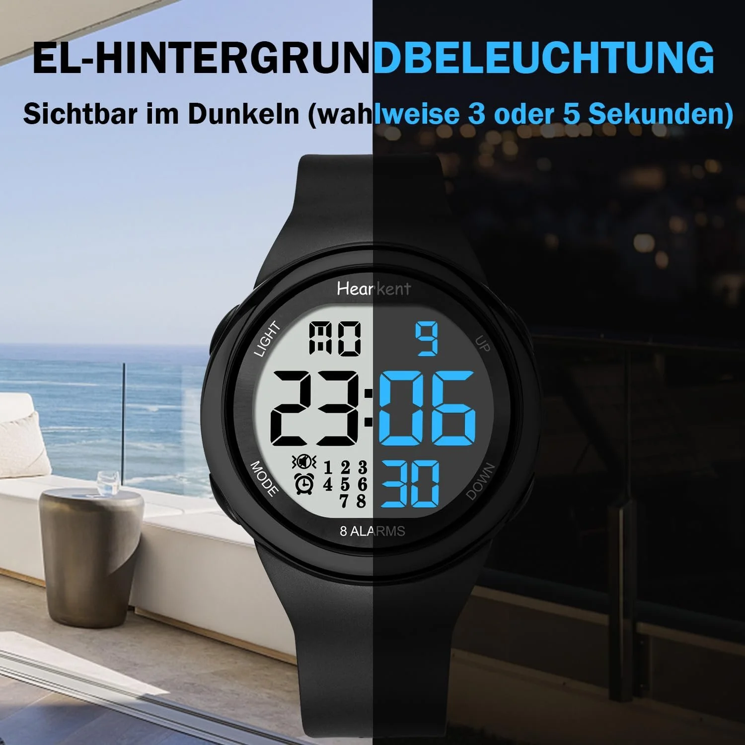 8 Будильников и вибрационный будильник для пожилых людей Напоминание о лекарствах для глухих Часы с большими цифрами и подсветкой, фото №4