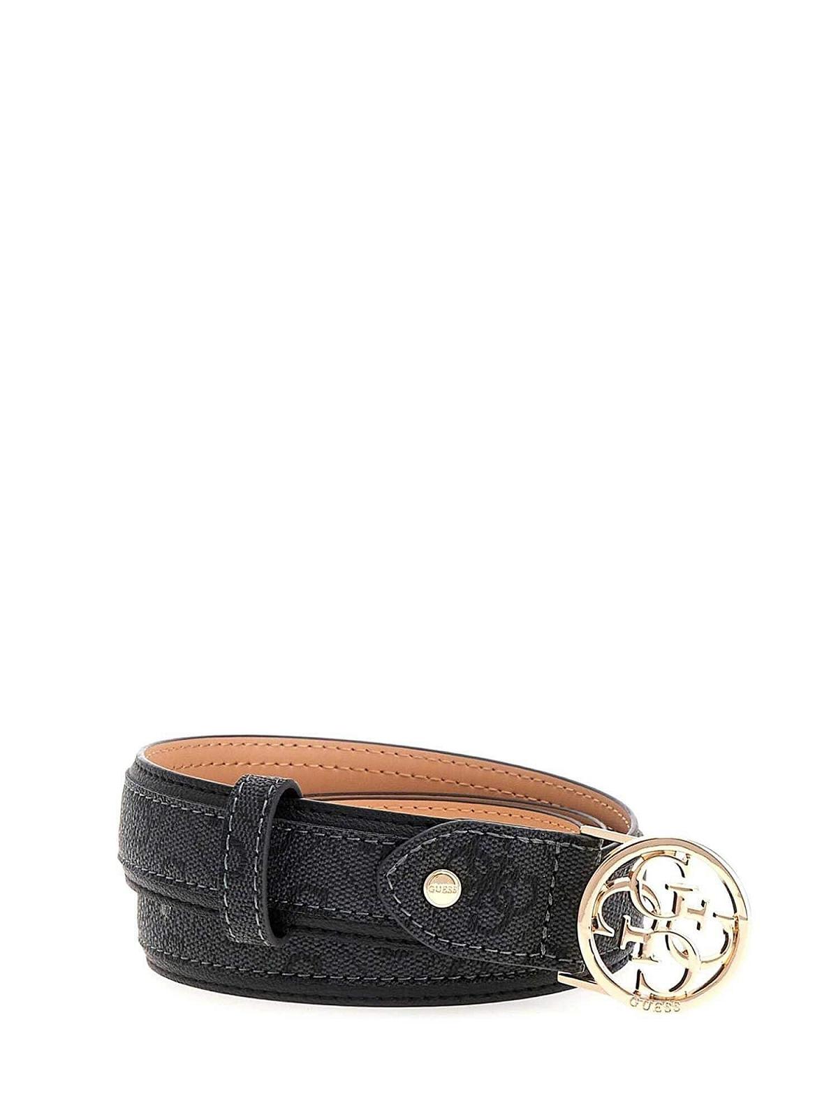 Ремінь для штанів GUESS Kerima Adjustable H30 W95 Вугільний Логотип - Можна вкоротити, чорний, фото №1
