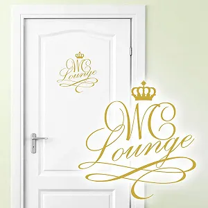 Наклейка на двері Grandora W881 Корона для туалету 14 x 14 см Золотиста - Фото 1