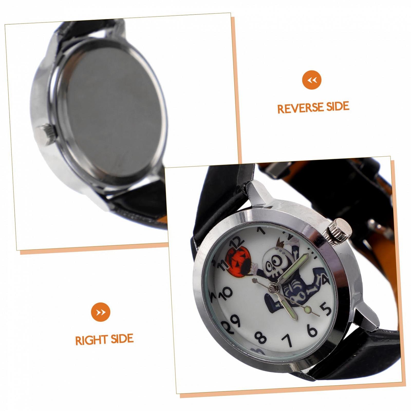 Часы LIFKOME на Хэллоуин, узор скелета, для мальчиков, девочек и взрослых, искусственная кожа, цинковый сплав, без драгоценных камней, фото №9