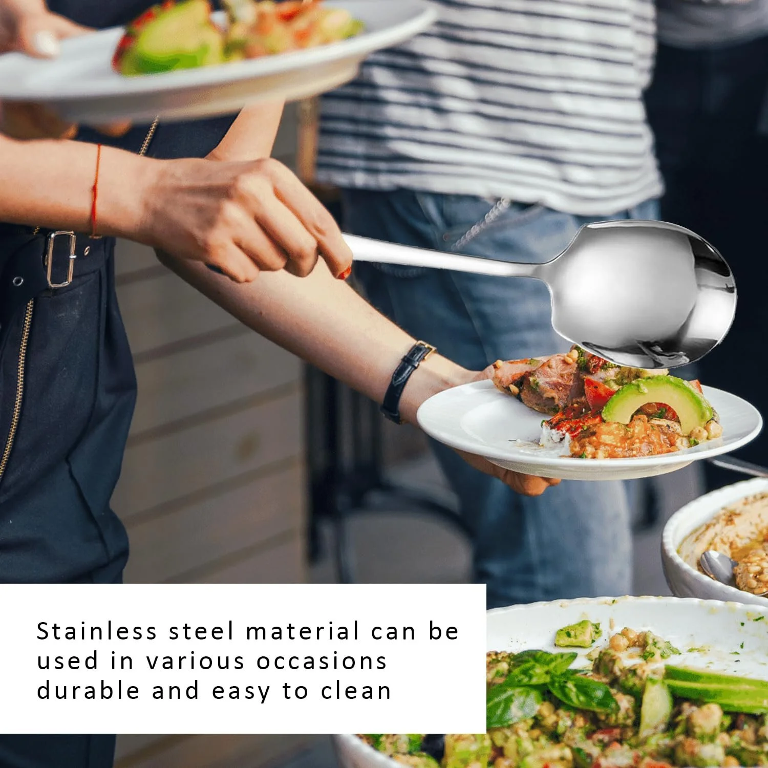 Набір з 2 великих сервірувальних ложок з нержавіючої сталі, фото №7