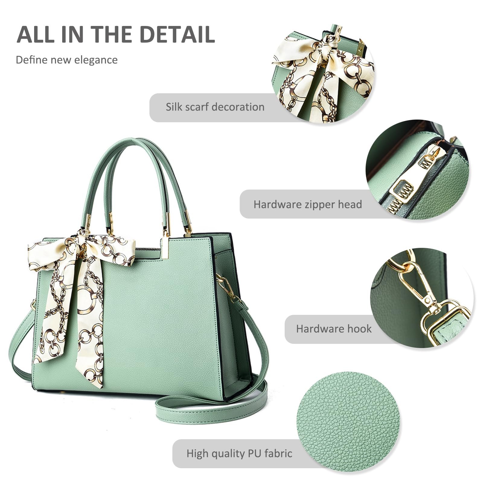 Сумка з верхньою ручкою NICOLE & DORIS Shopper, тоут, зі штучної шкіри, середня, три відділення, зелена, L, елегантна, фото №6