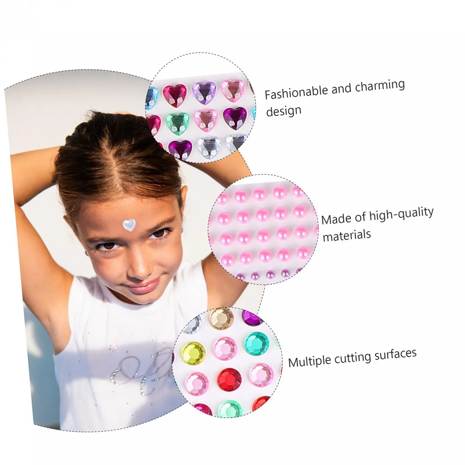 Наклейки-кристаллы Lurrose 22 листа, набор наклеек для ногтей, наклейки для лица, наклейки со стразами, сделай сам наклейки с драгоценными камнями, набор акриловых аппликаций для детей, фото №3