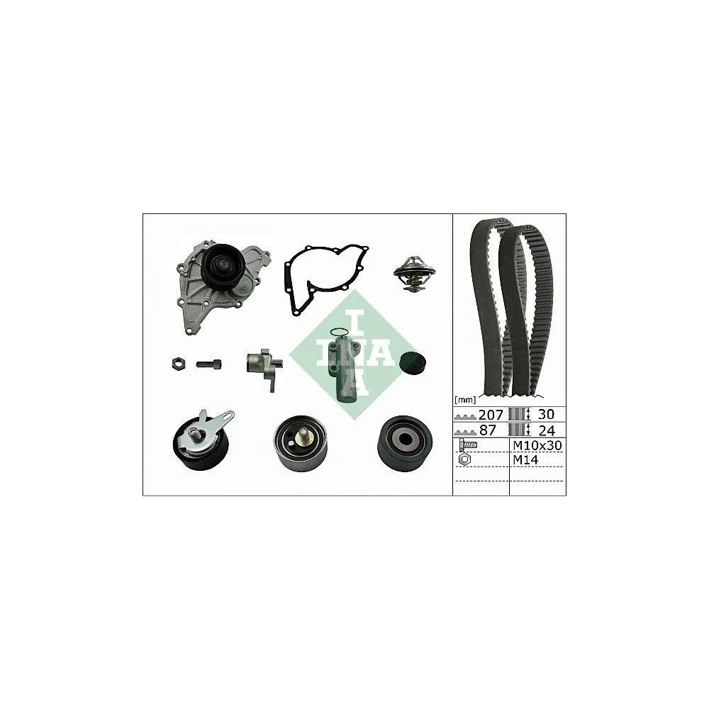 Водяной насос + комплект ремня ГРМ INA 530 0539 30 AUDI SKODA VW, фото №1