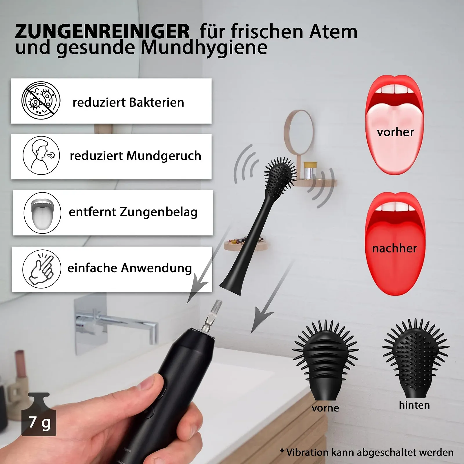 Электрическая звуковая зубная щетка Tristan Auron SonicMaster 55,000 VPM 5 режимов Black, фото №6