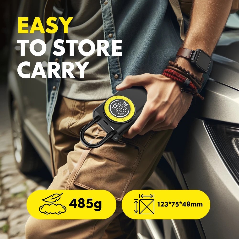 Бездротовий автомобільний компресор Carsun T2198 з функцією ліхтарика та зовнішнього акумулятора, фото №4 Бездротовий автомобільний компресор Carsun T2198 з функцією ліхтарика та зовнішнього акумулятора, фото №4