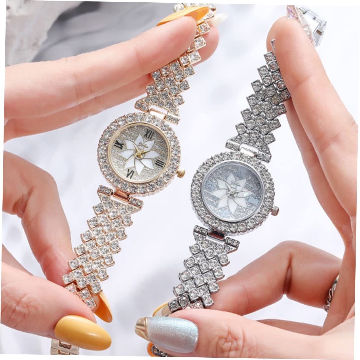 Кварцевые часы OATIPHO Diamond Женские Серебряные Часы Золотые Часы Золотые Часы со сверкающими акцентами и стразами, фото №7