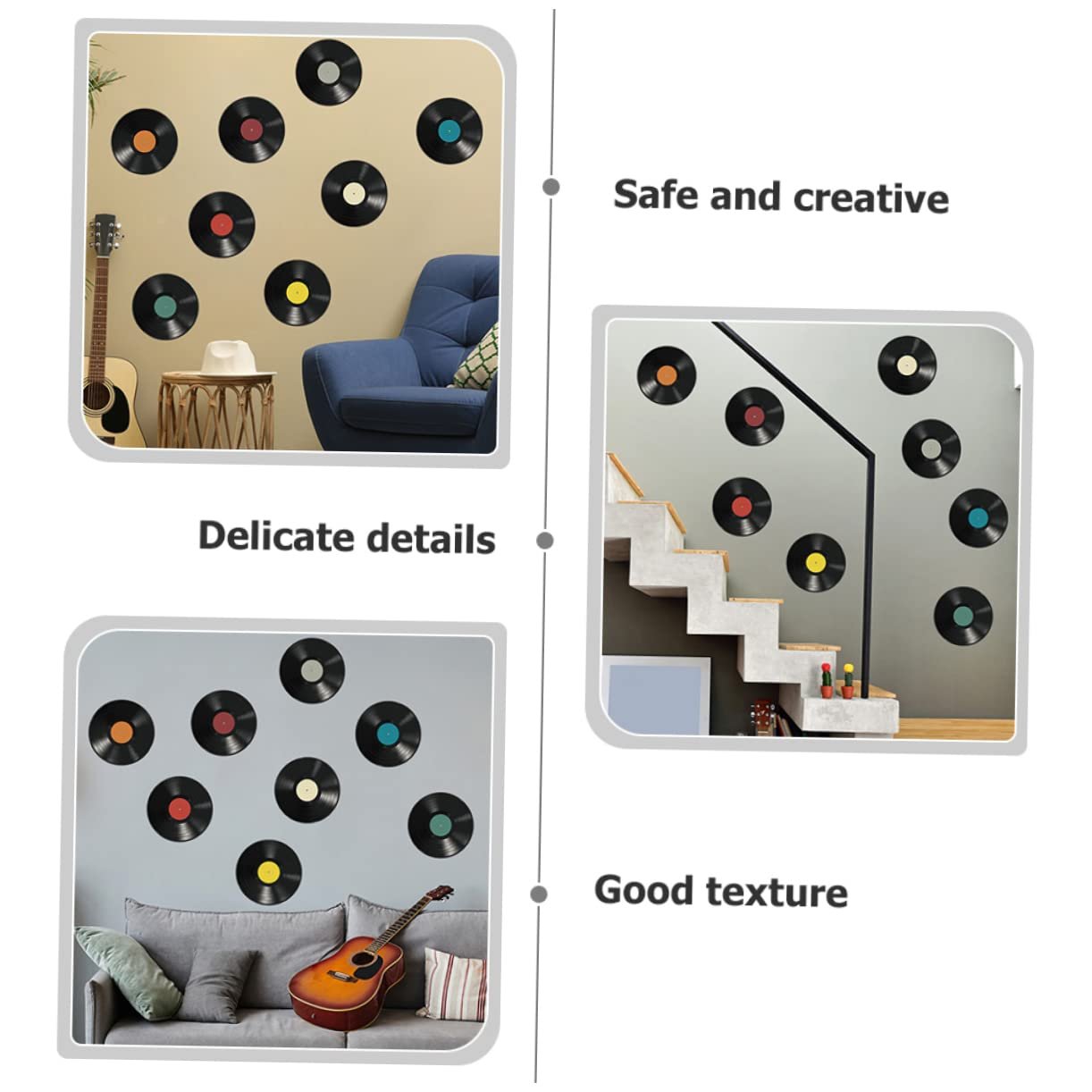 Декоративные наклейки на стену HOMSFOU Виниловые пластинки Ретро 16 штук, фото №5